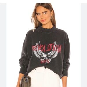 Anine Bing Charcoal Sweatshirt with Red Graphic